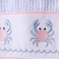 Blue Crab Embroidered Seersucker Ruffle Shorts Set