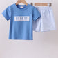 Blue Crab Embroidered Seersucker Shorts Set
