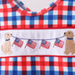 Red puppy embroidery gingham bloomer set