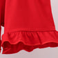 Red cherry bow ruffle shorts set