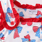Red cherry bow ruffle shorts set