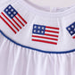 White flag smocked ruffle dress