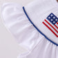 White flag smocked ruffle dress