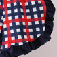 Navy flag applique gingham ruffle shorts set