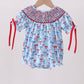 Blue bow smocked bubble