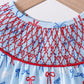 Blue bow smocked bubble