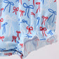 Blue bow smocked bubble