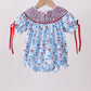 Blue bow smocked bubble