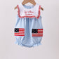 Blue god bless America flag french knot ruffle bubble
