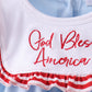 Blue god bless America flag french knot ruffle bubble