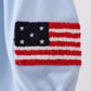Blue god bless America flag french knot ruffle bubble