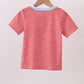 Red stripe flag french knot top