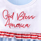 Blue god bless America flag french knot ruffle shorts set