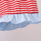 Blue god bless America flag french knot ruffle shorts set