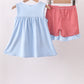 Blue god bless America flag french knot ruffle shorts set