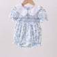 Blue rose smocked bubble