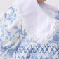 Blue rose smocked bubble