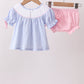 Blue bow smocked bloomer set