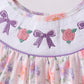 Purple rose bow smocked ruffle dress