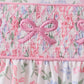 Pink floral bow smocked ruffle dress