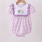 Purple floral embroidery gingham ruffle bubble