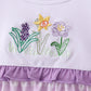 Purple floral embroidery gingham ruffle bubble