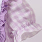 Purple floral embroidery gingham ruffle bubble