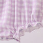 Purple floral embroidery gingham ruffle bubble