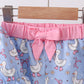 Purple duck print bow shorts set