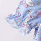 Purple duck print bow shorts set