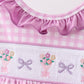 Pink floral bow smocked ruffle bubble