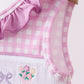 Pink floral bow smocked ruffle bubble