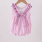Pink floral bow smocked ruffle bubble