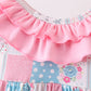 Pink patchwork floral ruffle bloomer set