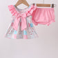 Pink patchwork floral ruffle bloomer set