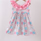 Pink patchwork floral ruffle dress