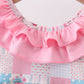 Pink patchwork floral ruffle dress