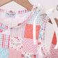Pink floral patchwork scalloped ruffle shorts set