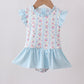 Blue floral ruffle one-piece swimsuit