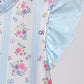 Blue floral ruffle one-piece swimsuit