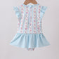 Blue floral ruffle one-piece swimsuit