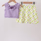 Purple floral bow skorts set