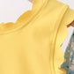 Mustard&green floral bow skorts set