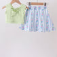 Green&purple floral bow skorts set