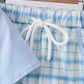 Blue birthday cake smocked plaid shorts set