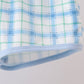 Blue birthday cake smocked plaid shorts set