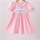 Pink carousel smocked ruffle dress