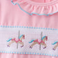 Pink carousel smocked ruffle skorts set