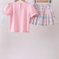 Pink carousel smocked ruffle skorts set