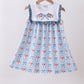Blue strawberry bow ruffle dress